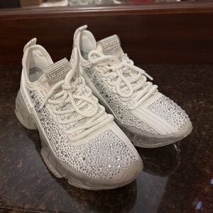 Steve Madden White Crystal-Embellished Sneaker
